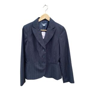 Ann Taylor Women's Pinstripe Blazer Size 8 Multicolor Petites Workwear Tailored